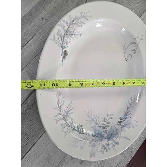 Pfaltzgraff Winter Frost Oval Serving Platter Polar Bears & Pinecone Garland - Picture 7 of 9
